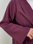 Cıvıl Şallı Ceketli Pantolonlu Modal Takım-MF258 Bordo