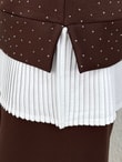 Dalga Altı Piliseli Taşlı Pantolonlu Takım-MF1893 Kahve