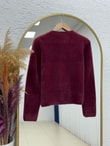 Davuna Kalp Düğmeli Mini Hırka-KR3194 Bordo