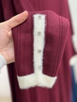 Delasya Kol Ucu Taşlı Kendinden Fitilli Sakallı Elbise-KR5022 Bordo