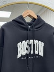 Delora Boston Yazılı Kapşonlu 3 İp Sweat-CI9852 Siyah