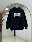Delora Boston Yazılı Kapşonlu 3 İp Sweat-CI9852 Siyah