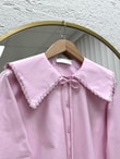 Devrim Yaka Dantelli Kısa Gömlek-BN4598 Pembe