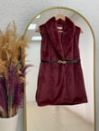 Elham Kemerli Peluş Yelek-BN8468 Bordo