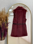 Elham Kemerli Peluş Yelek-BN8468 Bordo