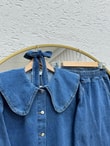 Elifnur Bebe Yaka Pantolonlu Kot Takım-LS5424 Mavi