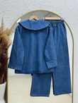 Elifnur Bebe Yaka Pantolonlu Kot Takım-LS5424 Mavi