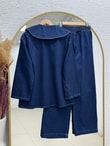 Elifnur Bebe Yaka Pantolonlu Kot Takım-LS5424 Kot Rengi