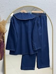 Elifnur Bebe Yaka Pantolonlu Kot Takım-LS5424 Kot Rengi