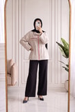 Elvira Gold Düğmeli Şerit Detaylı Pantolonlu Takım-PN3271 Taş