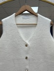 Enuna Gold Düğmeli Angora Yelek-KR5028 Beyaz