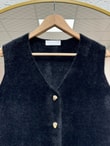 Enuna Gold Düğmeli Angora Yelek-KR5028 Siyah