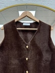 Enuna Gold Düğmeli Angora Yelek-KR5028 Kahve