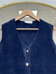 Enuna Gold Düğmeli Angora Yelek-KR5028 Lacivert
