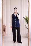 Enuna Gold Düğmeli Angora Yelek-KR5028 Lacivert