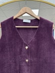 Enuna Gold Düğmeli Angora Yelek-KR5028 Mürdüm