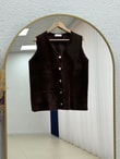 Enuna Gold Düğmeli Angora Yelek-KR5028 Kahve
