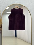 Enuna Gold Düğmeli Angora Yelek-KR5028 Mürdüm