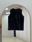 Enuna Gold Düğmeli Angora Yelek-KR5028 Siyah