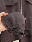 Eser Beli Tünelli Kapak Cepli Fermuarlı Etekli Takım-MF596 Kahve