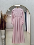 Eyginay Önü Fırfırlı Ve Tokalı Elbise-PA9898 Pembe