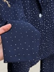 Fatmagül Tek Düğmeli Eteği Piliseli Taşlı Etekli Takım-GE1233 Lacivert