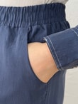 Fazilet Çift Cepli Bolerolu Beli Sıkmalı Pantolonlu Takım-EU3194 Lacivert