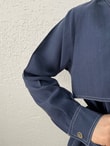 Fazilet Çift Cepli Bolerolu Beli Sıkmalı Pantolonlu Takım-EU3194 Lacivert