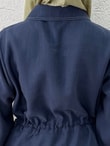 Fazilet Çift Cepli Bolerolu Beli Sıkmalı Pantolonlu Takım-EU3194 Lacivert