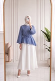 Ferhan Çizgili Altı Asimetrik Bluz-SS13202 Lacivert