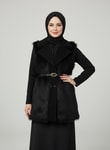 Finetta Metal Düğmeli Kürklü Yelek-EN2209 Siyah