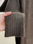 Fionelle Kolu Fitilli Kemerli Triko Elbise-KR5057 Kahve