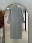Fionelle Kolu Fitilli Kemerli Triko Elbise-KR5057 Gri