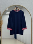 Fitnat Kırmızı Garnili Tunik-NA931 Lacivert