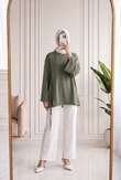 Habibe Yandan Bağlamalı Tunik-NA918 Haki