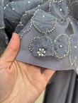 Hacer Taşlı Güllü Etekli Tül Takım-GE799 Gri