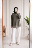 Hümanaz Altı Şifonlu Tunik-ZN3226 Haki