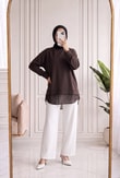 Hümanaz Altı Şifonlu Tunik-ZN3226 Kahve