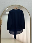 Hümanaz Altı Şifonlu Tunik-ZN3226 Lacivert