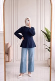 Hümayşah Arkası Bağlamalı Önü Dikişli Tunik-SS13261 Lacivert