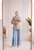 Hümayşah Arkası Bağlamalı Önü Dikişli Tunik-SS13261 Bej