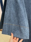İlay Gold Düğmeli Kot Uzun Kimono-GS2485 Mavi