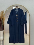 İlay Gold Düğmeli Kot Uzun Kimono-GS2485 Kot Rengi