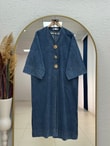 İlay Gold Düğmeli Kot Uzun Kimono-GS2485 Mavi