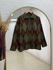 İlknur Polo Yaka Baklava Desen Kazak KR5072-Zİ5593 Haki