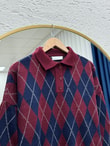 İlknur Polo Yaka Baklava Desen Kazak-Zİ5593 Bordo