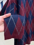 İlknur Polo Yaka Baklava Desen Kazak-Zİ5593 Bordo