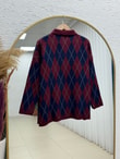 İlknur Polo Yaka Baklava Desen Kazak-Zİ5593 Bordo