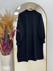 Karessa Dikiş Detaylı Uzun Sweatshirt-EU3072 Siyah