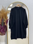 Karessa Dikiş Detaylı Uzun Sweatshirt-EU3072 Siyah